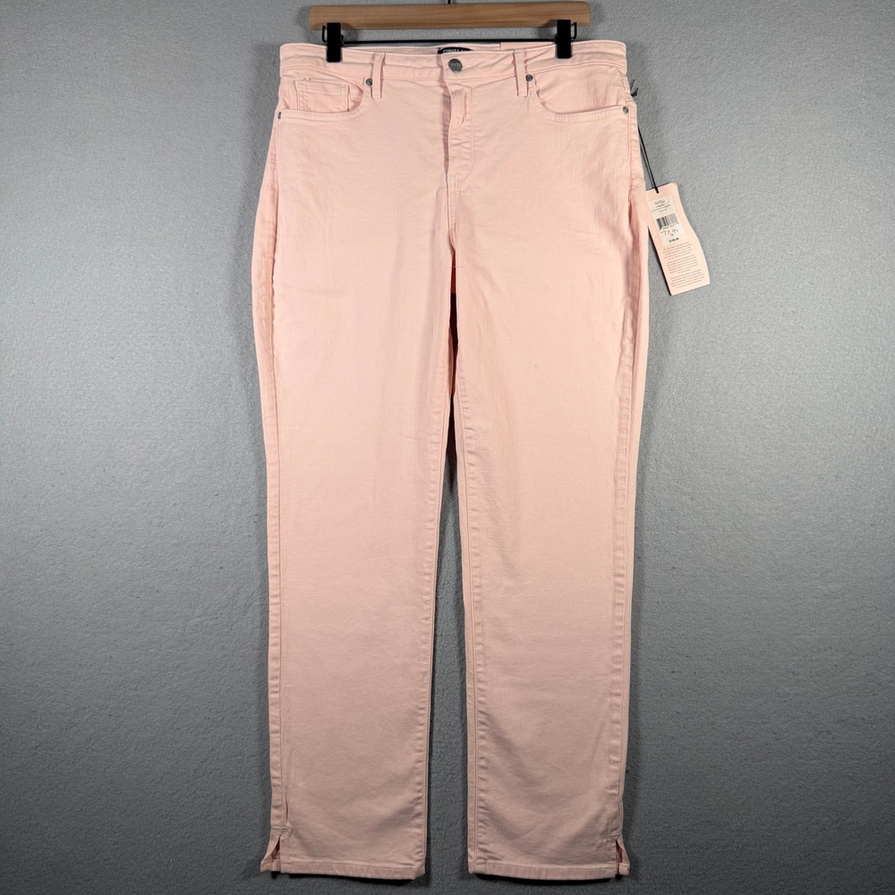 NYDJ Curves 360 Slim Straight Ankle Side Jeans Pink Dusk Size 12 CFOZ2637